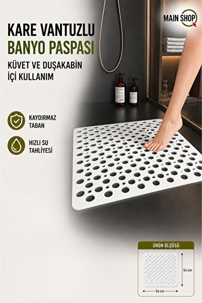 MAİN SHOP Covoraș de baie cu ventuză pătrată pentru baie și duș, covoraș de b...