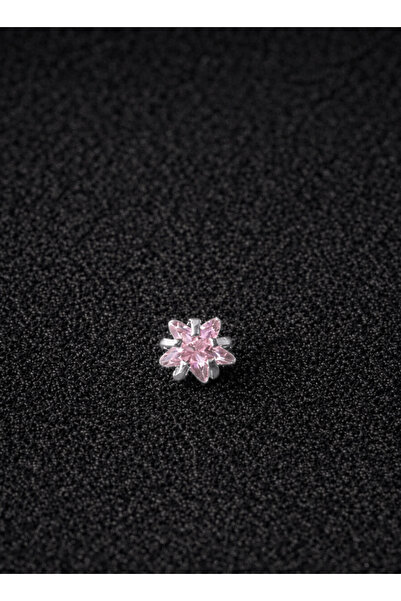 ömay takı Zirkon Yıldız Pembe 316l Cerahi Çelik Labret Piercing