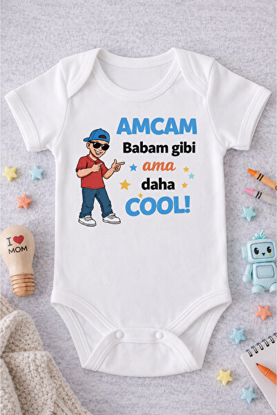 EYDUBABY Amca Baby Zibini with the Text Like Dad Written on It, Gift Zibin