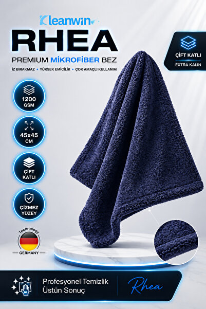 Kleanwin Rhea 45x45Cm 1200 GSM Çift Katlı Mikrofiber Oto Kurulama Bezi – Araç...