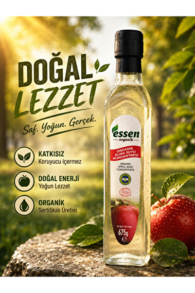 Essen Organik Organik Elma Suyu Konsantresi 675 Gr (cam Şişe, Ecocert Sertifi...