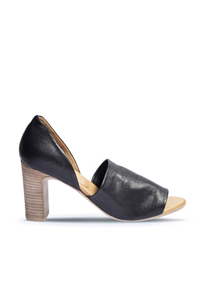 BUENO Pantofi din piele neagră pentru femei, sandale cu toc 01wn4306