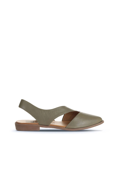 Bueno Shoes Sandale plate pentru femei din piele kaki 01ws2311