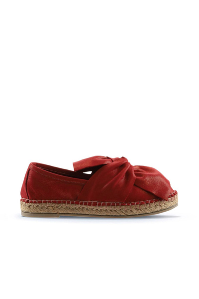 Bueno Shoes Kırmızı Simli Deri Kadın Espadril Ayakkabı 01wn3100