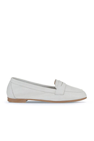 Bueno Shoes Balerini plati de damă din piele albă 01wy0801