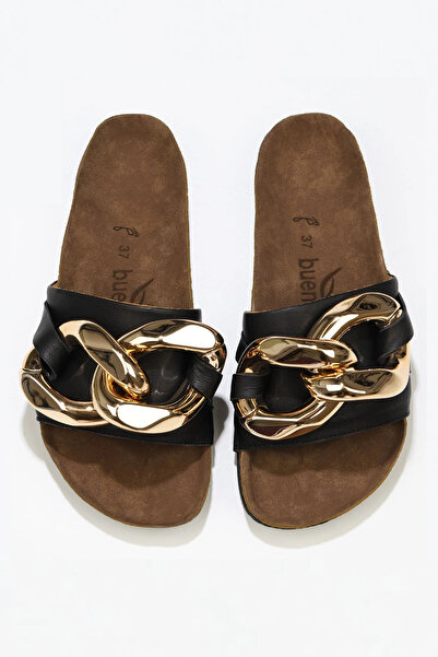 Bueno Shoes شبشب مسطح للنساء من جلد نابا باللون الأسود 05wt066
