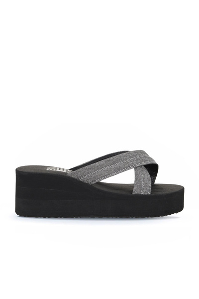 Bueno Shoes Platinum Sand Srebrne Ženske Papuče na Wedge Potplatu 26wt230064