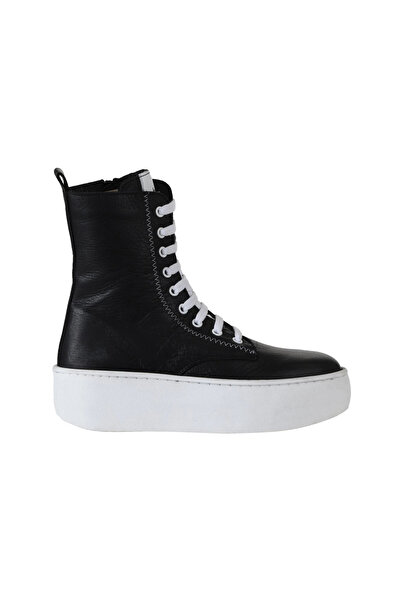 Bueno Shoes Cizme de damă din piele alb-negru cu toc cu pană 01wv5500