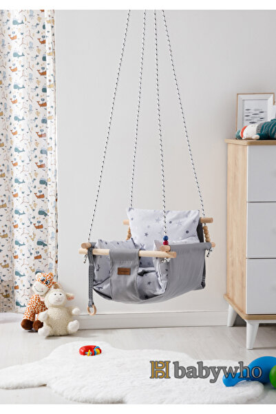 babywho Bw2210 - Ahşap Çocuk Salıncak - Emniyet Kemerli - Ev Salıncağı