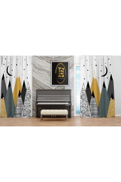 EVSEHOMES Cortina de fundal pentru camera copiilor Crescent And Stars