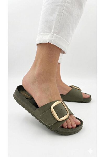uway Women's Gold Single Buckle Anatomical Comfortable Stylish Soft Sole Slip...
