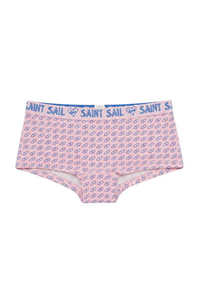 Saint Sail Sevgili Kombini Pudra Pembe "Modern Kalp" Desenli Kadın Boxer