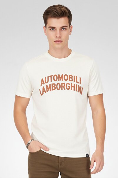 Lamborghini Men Crew Neck Short Sleeves Graphic T-Shirt, White