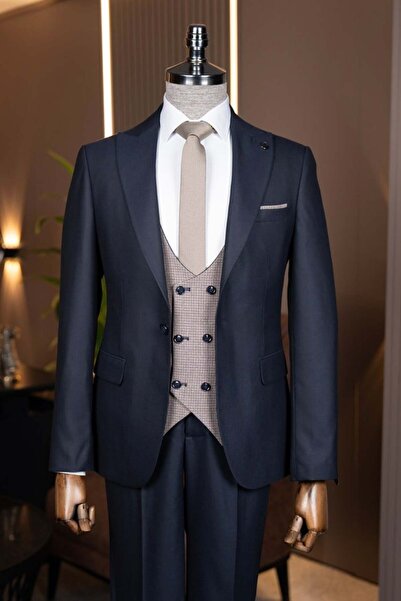 terzi ayhan Exclusive double-sided vest suit dark navy blue