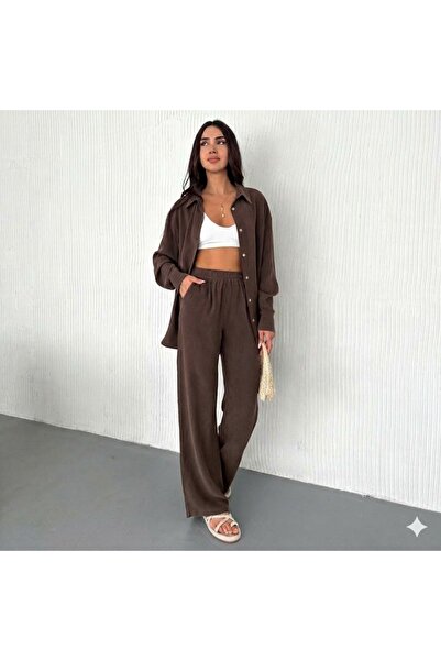 Royteks Fashion Kadın Oversize Tensel Kumaş Yüksek Bel Geniş Paça Rahat Kesim...