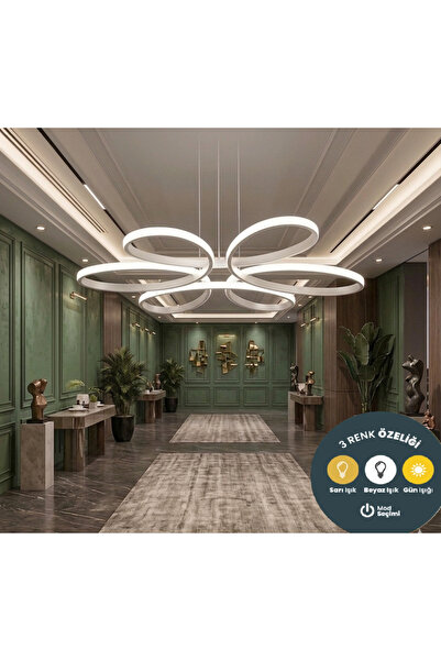 Lzy Avize Store Flora Modern Papatya LED Avize 3 Renk | Premium Dekoratif Çiç...