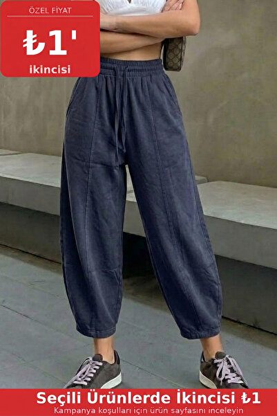 COMBİNE MİCHAİL Kadın Beli Lastikli Füme Şalvar Pantolon