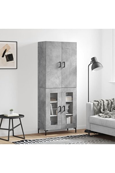 Concept Dulap înalt, gri beton, 69,5x34x180, lemn compozit