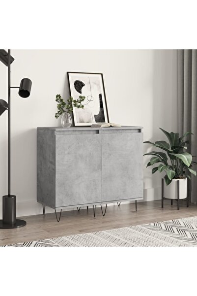 Concept Servante, 2 buc., gri beton, 40x35x70 cm, lemn prelucrat