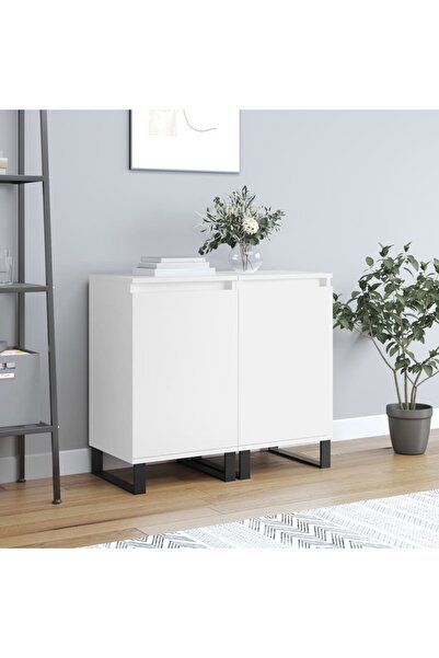 Concept Servante, 2 buc., alb, 40x35x70 cm, lemn prelucrat