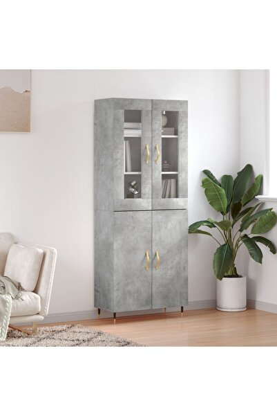 Concept Dulap înalt, gri beton, 69,5x34x180, lemn compozit