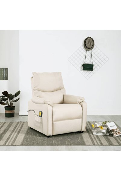Concept Fotoliu de masaj rabatabil electric, crem, material textil