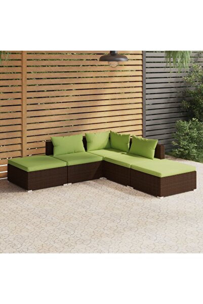 Concept Set mobilier de grădină cu perne, 5 piese, maro, poliratan