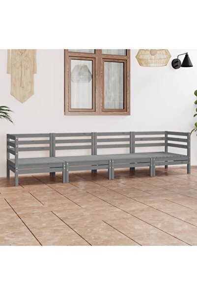 Concept Set mobilier de grădină, 4 piese, gri, lemn masiv de pin