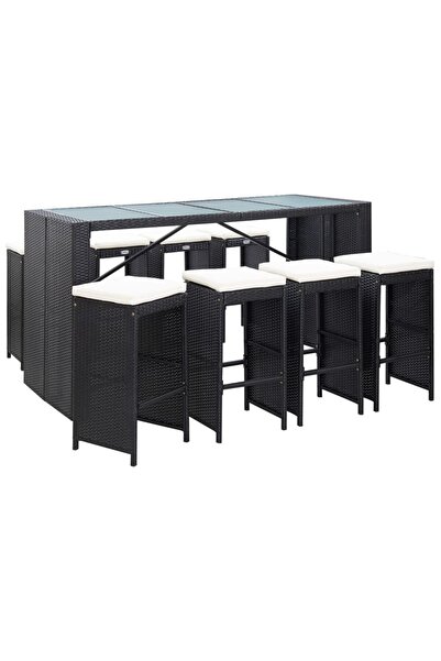 Concept Set mobilier de bar de exterior, negru, poliratan
