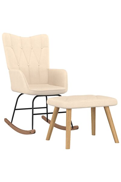 Concept Scaun balansoar cu taburet, crem, textil