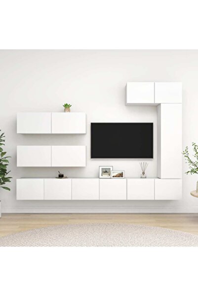 Concept Set dulapuri TV, 7 piese, alb, PAL
