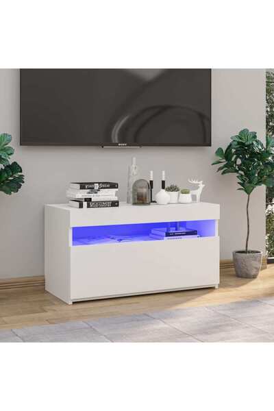 Concept Comodă TV cu lumini LED, alb, 75x35x40 cm