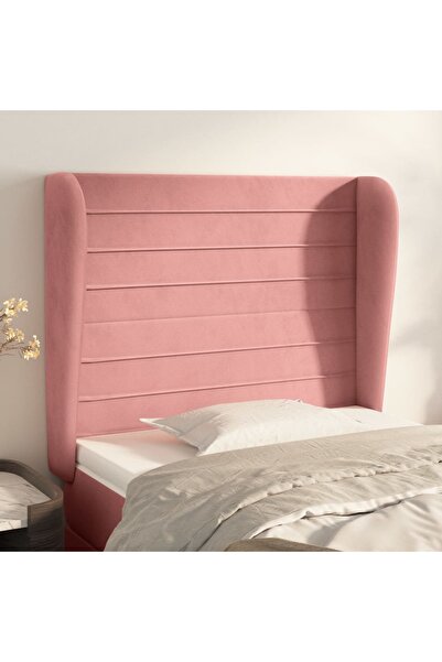 Concept Tăblie de pat cu aripioare, roz, 83x23x118/128 cm, catifea