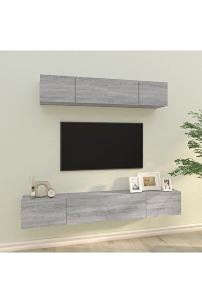 Concept Set comodă TV, 4 piese, gri sonoma, lemn prelucrat