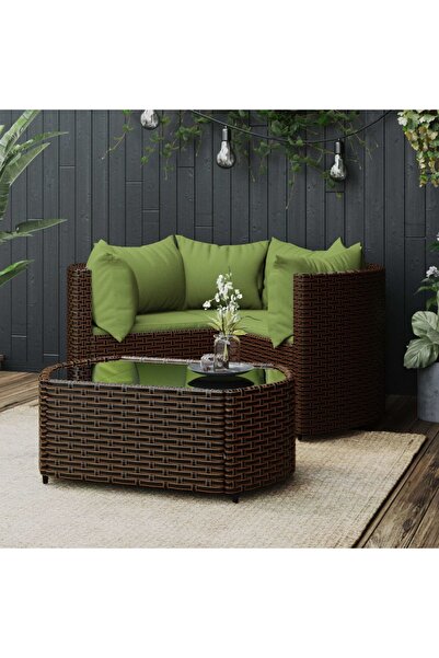 Concept Set mobilier de grădină cu perne, 4 piese, maro, poliratan
