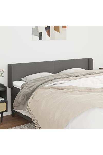 Concept Tăblie de pat cu aripioare gri închis 203x16x78/88 cm textil