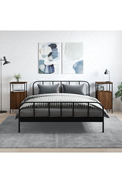 Concept Noptiere, 2 buc., stejar maro, 41x31x80 cm, lemn prelucrat