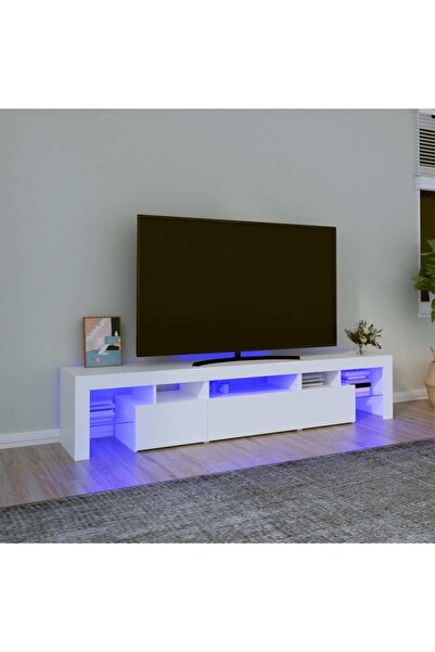Concept Dulap TV cu lumini LED alb 200x36,5x40 cm