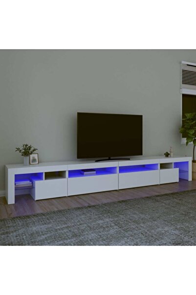 Concept Comodă TV cu lumini LED, alb, 290x36,5x40 cm