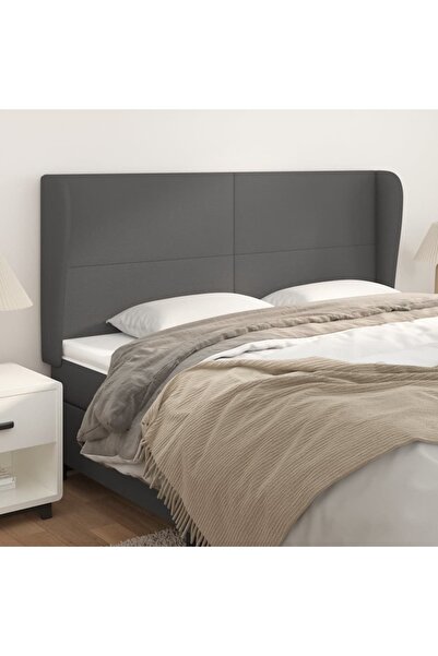 Concept Tăblie de pat cu aripioare gri 163x23x118/128 cm piele