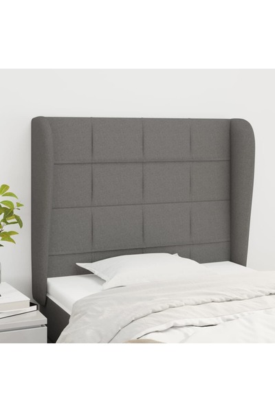 Concept Tăblie de pat cu aripioare gri închis 83x23x118/128 cm textil