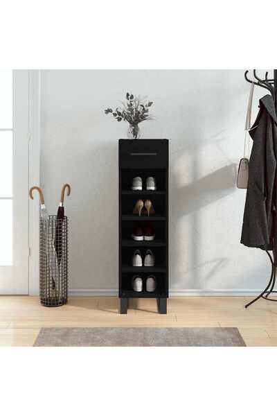 Concept Pantofar, negru, 30x35x105 cm, lemn compozit
