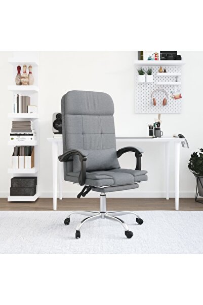 Concept Fotoliu de birou rabatabil cu masaj, gri deschis, textil