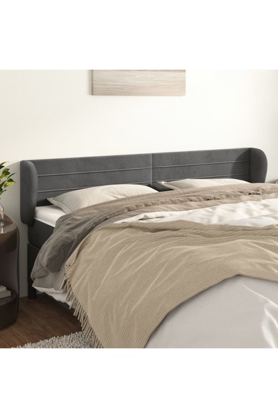 Concept Tăblie de pat cu aripioare gri închis 203x23x78/88 cm catifea