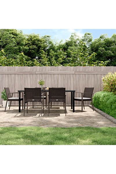 Concept Set mobilier de grădină cu perne, 7 piese, poliratan și oțel