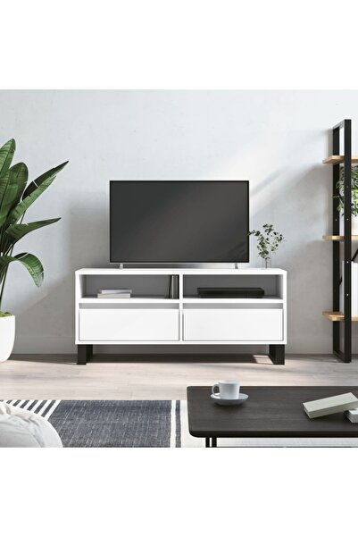 Concept Comodă TV, alb, 100x34,5x44,5 cm, lemn prelucrat