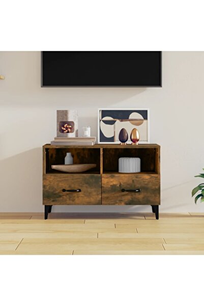 Concept Comodă TV, stejar fumuriu, 80x36x50 cm, lemn prelucrat
