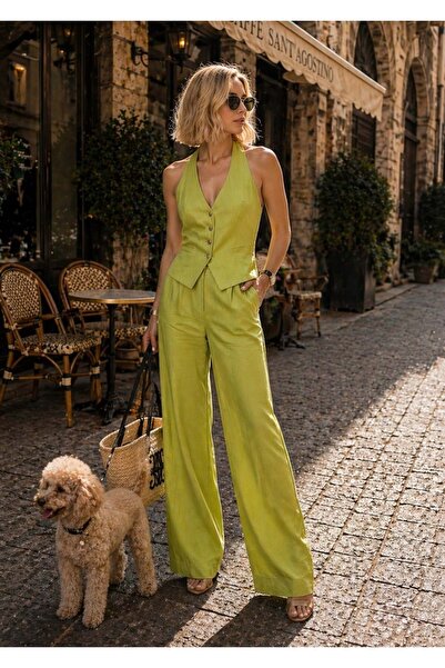 ibeeka Set de pantaloni și vestă Lime Verde Aura