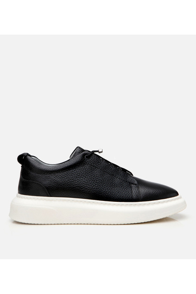 Hotiç Men's Leather Black Ultra Light Sole Sports Shoes