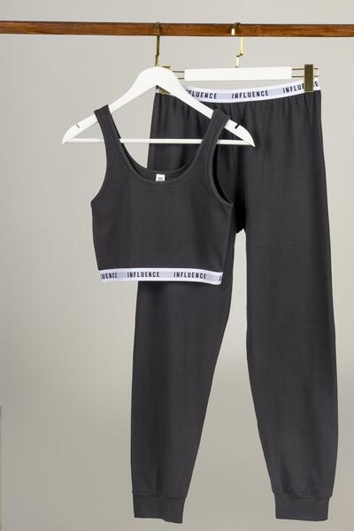 Dominant Kadın Siyah Askılı Crop Pijama 13372